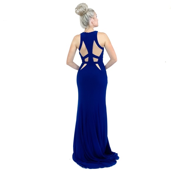 Navy Blue Fitted Pageant Evening Gown Prom Dress - Picture 4 of 8
